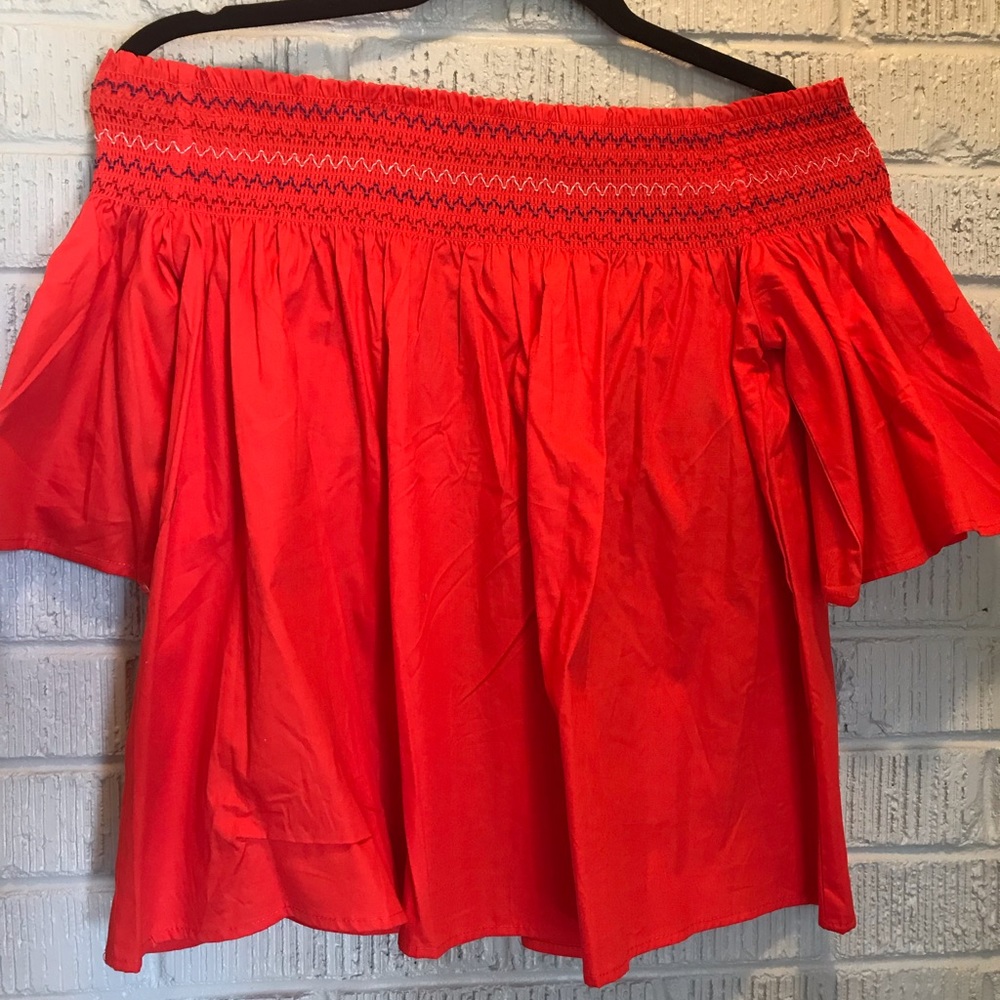 Rebellion orange cotton off the shoulder top